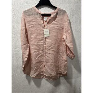 Sigrid Olsen Women’s XL Linen Tunic Top Minimalist Natural Coastal Scandi Shirt